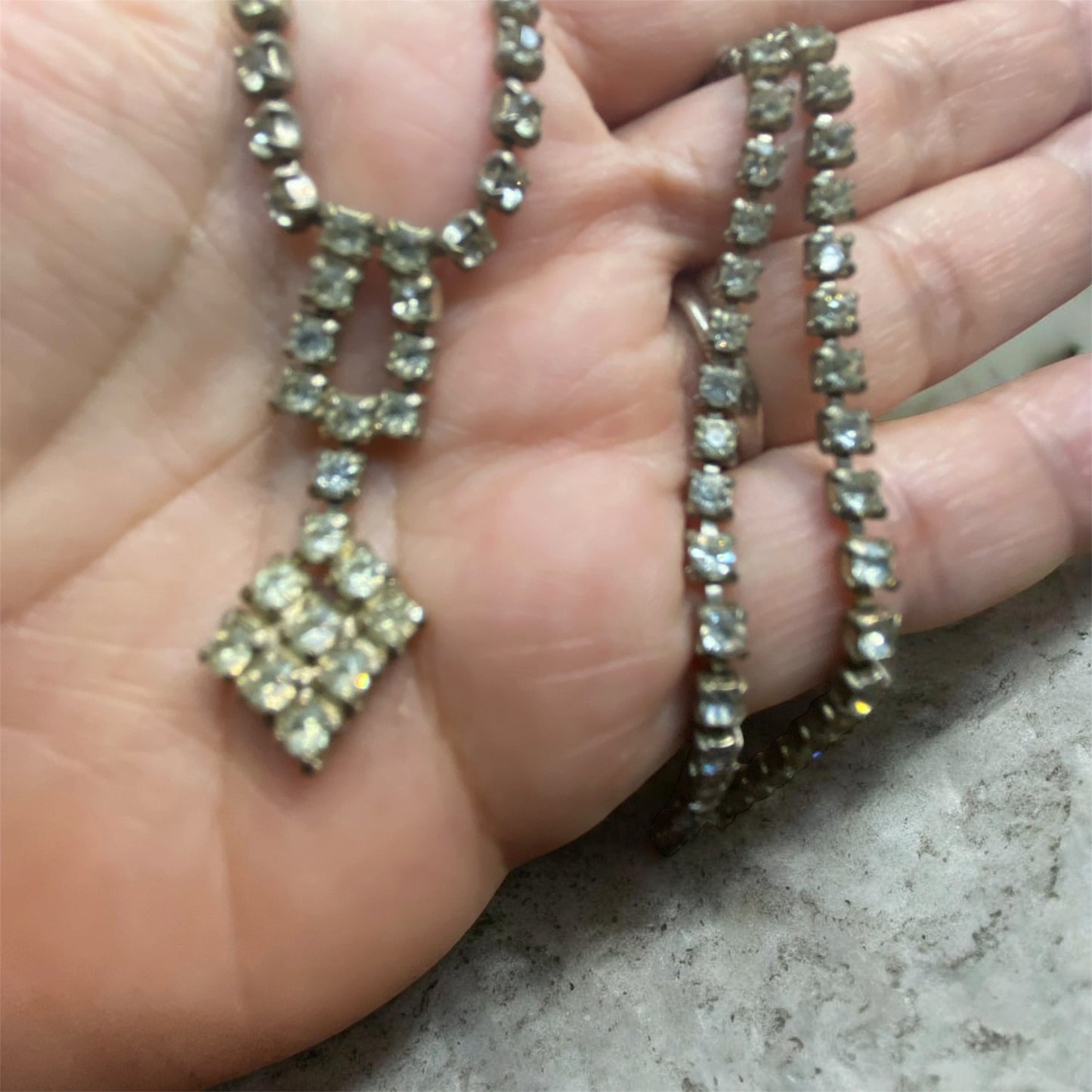 Vintage Rhinestone Drop Necklace | Estate Collection