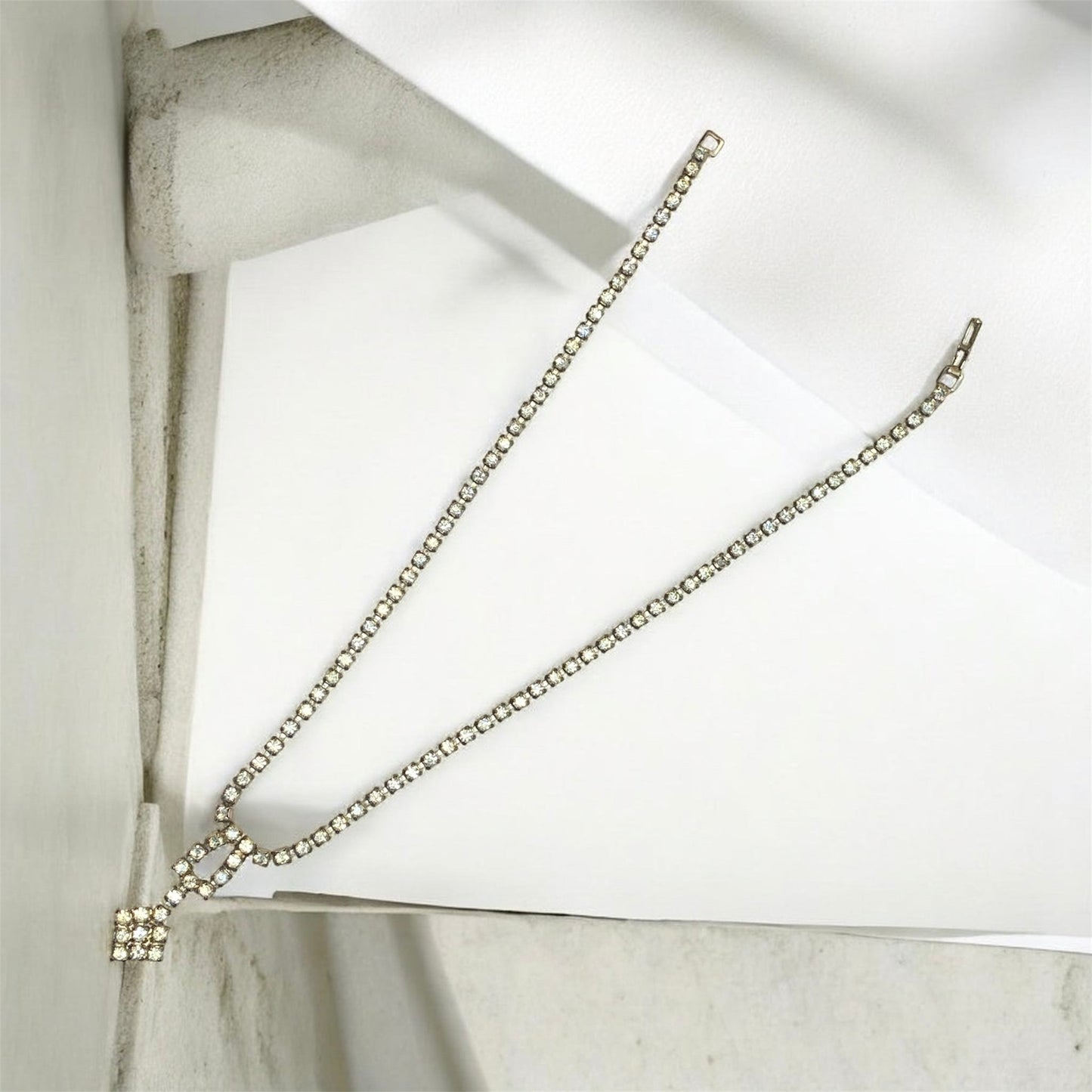 Vintage Rhinestone Drop Necklace | Estate Collection