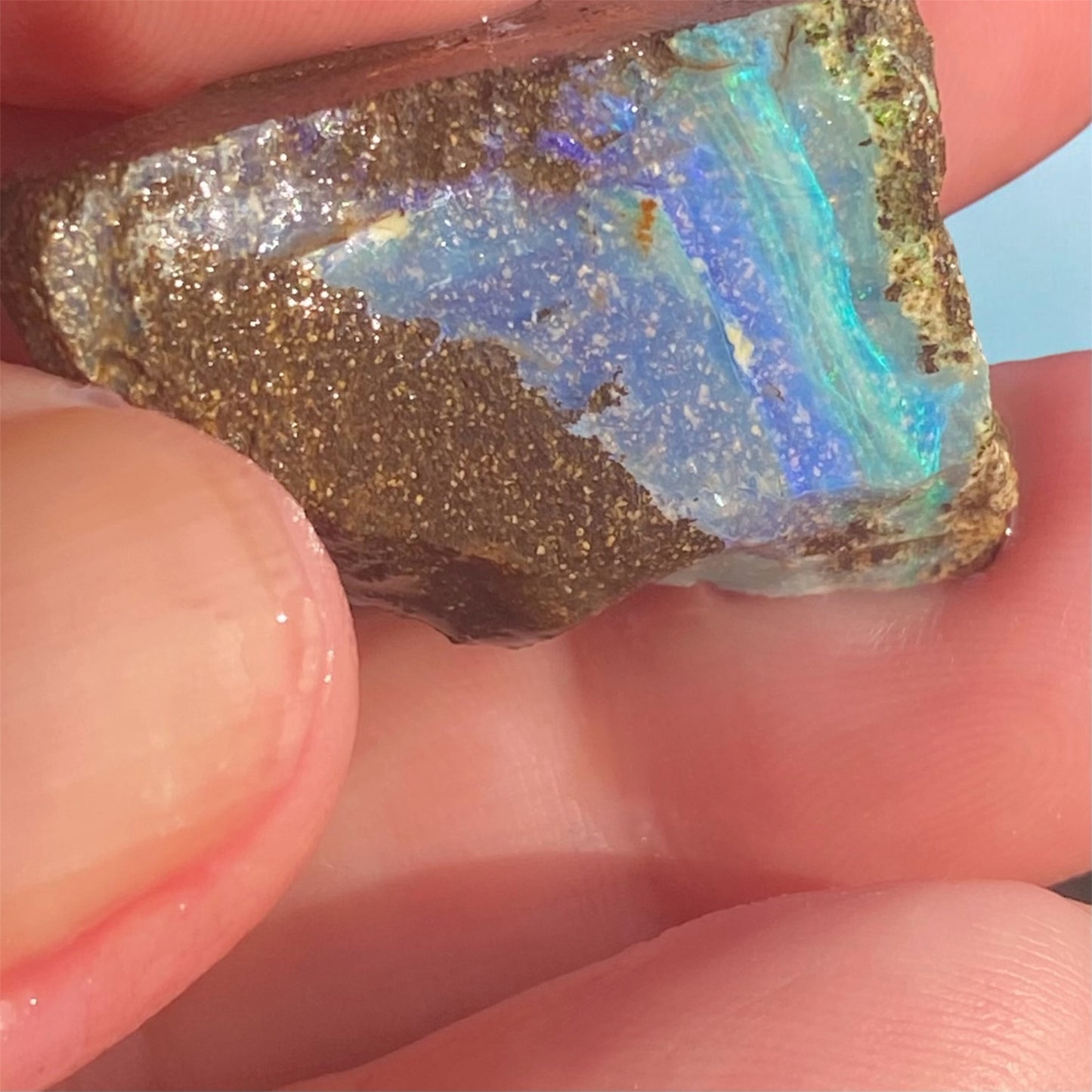 Queensland Boulder Opal Rough 52ct Natural Free Form Blue Green Opal