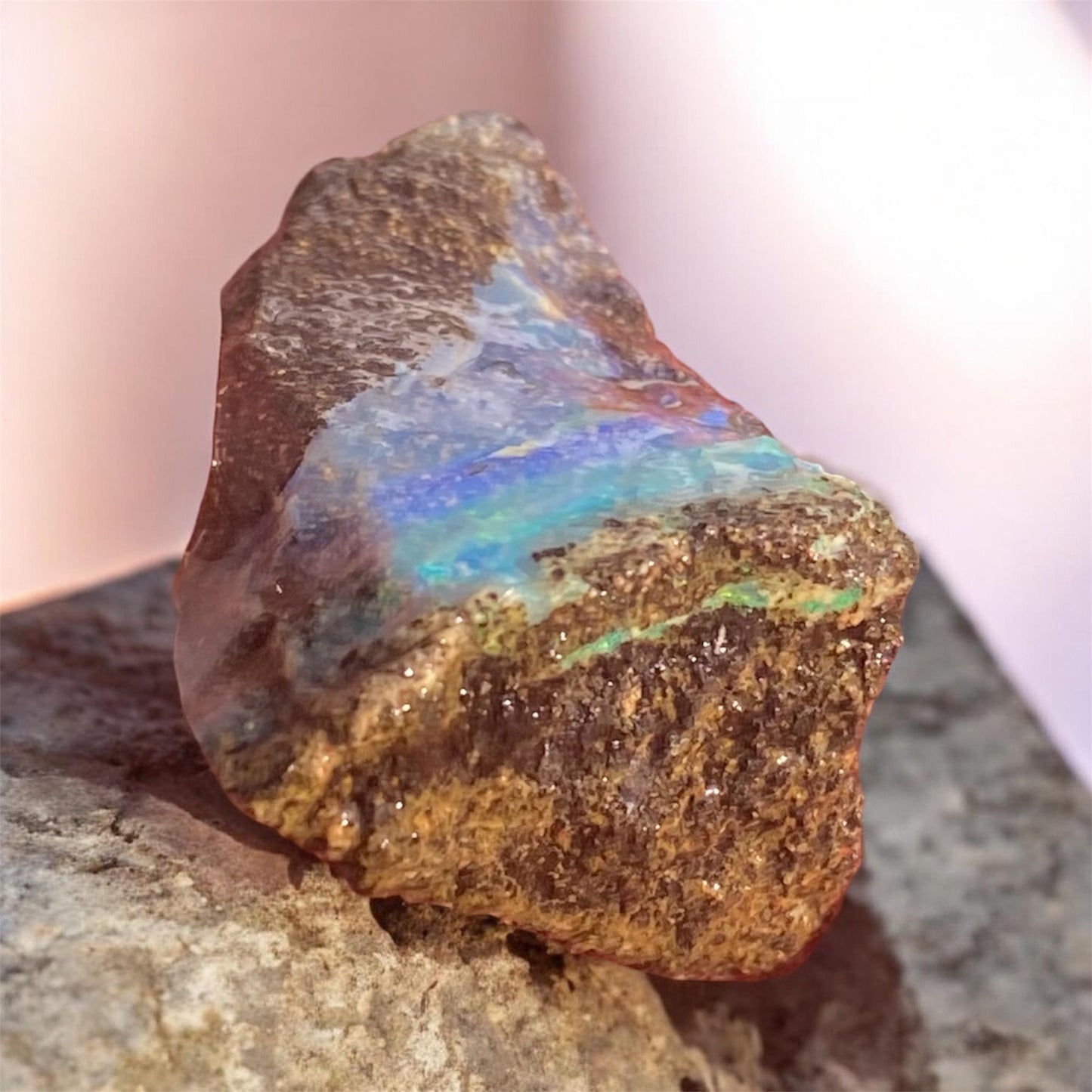 Queensland Boulder Opal Rough 52ct Natural Free Form Blue Green Opal