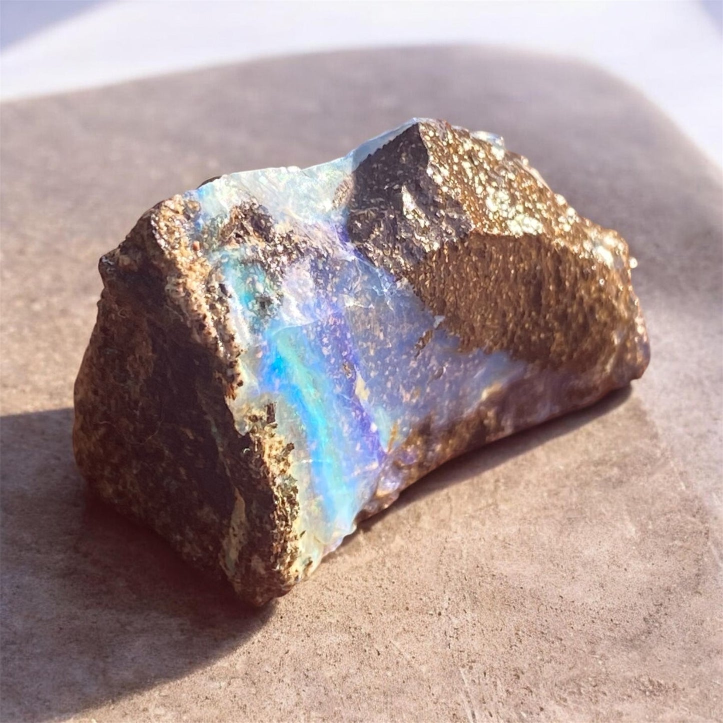 Queensland Boulder Opal Rough 52ct Natural Free Form Blue Green Opal