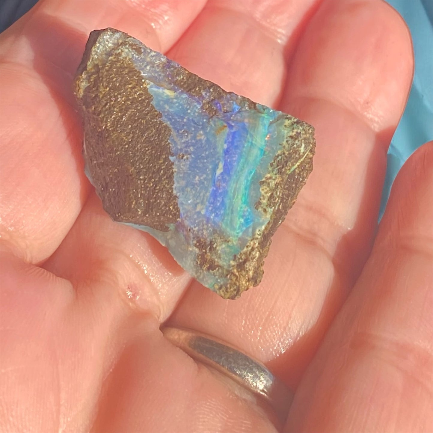 Queensland Boulder Opal Rough 52ct Natural Free Form Blue Green Opal