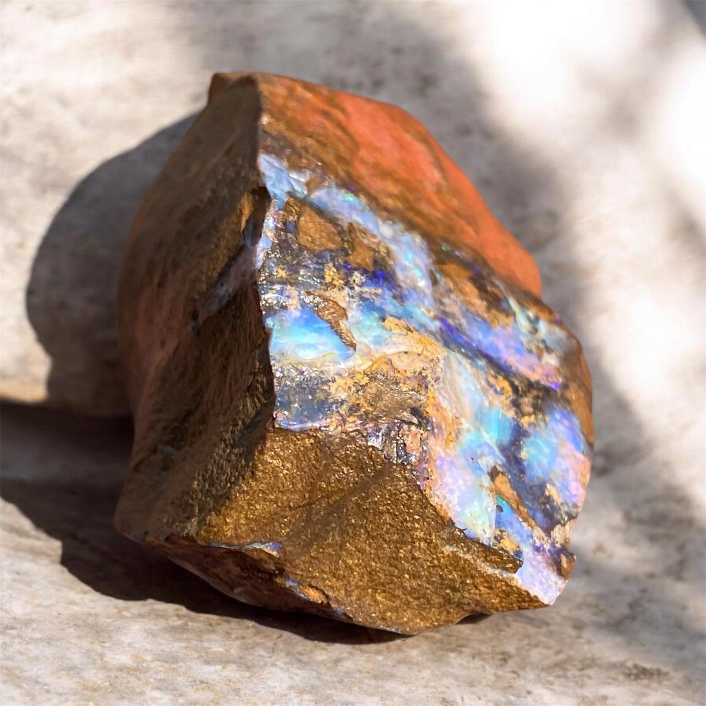 Natural Queensland Boulder Opal Rough 143ct Blue Crystal in Ironstone