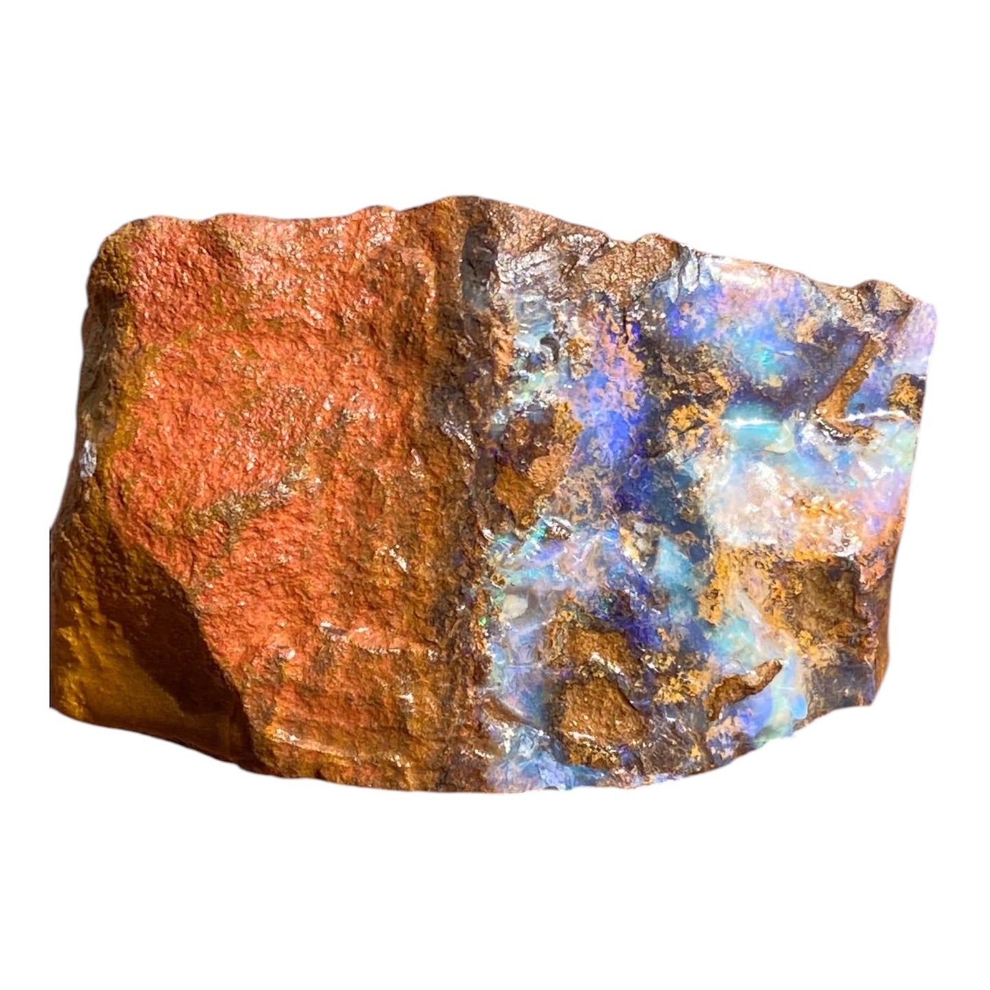 Natural Queensland Boulder Opal Rough 143ct Blue Crystal in Ironstone