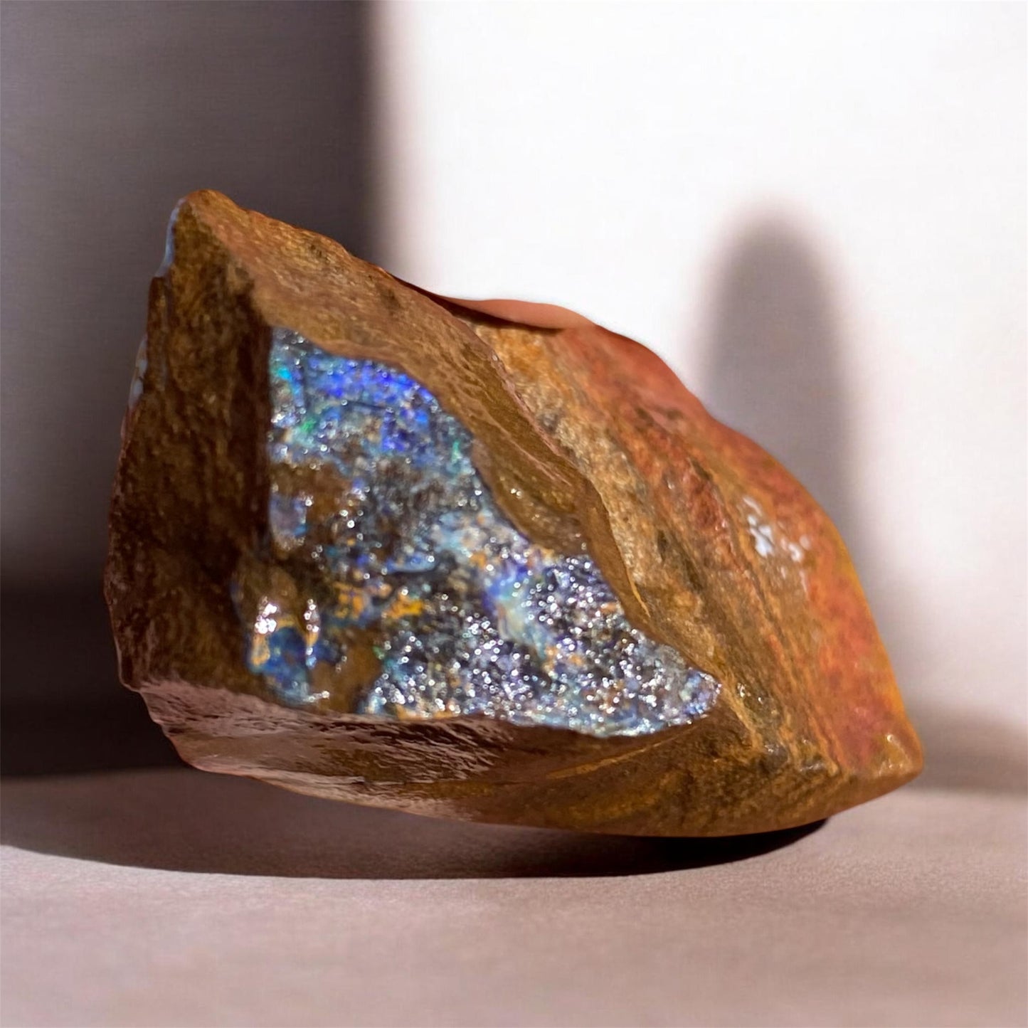 Natural Queensland Boulder Opal Rough 143ct Blue Crystal in Ironstone