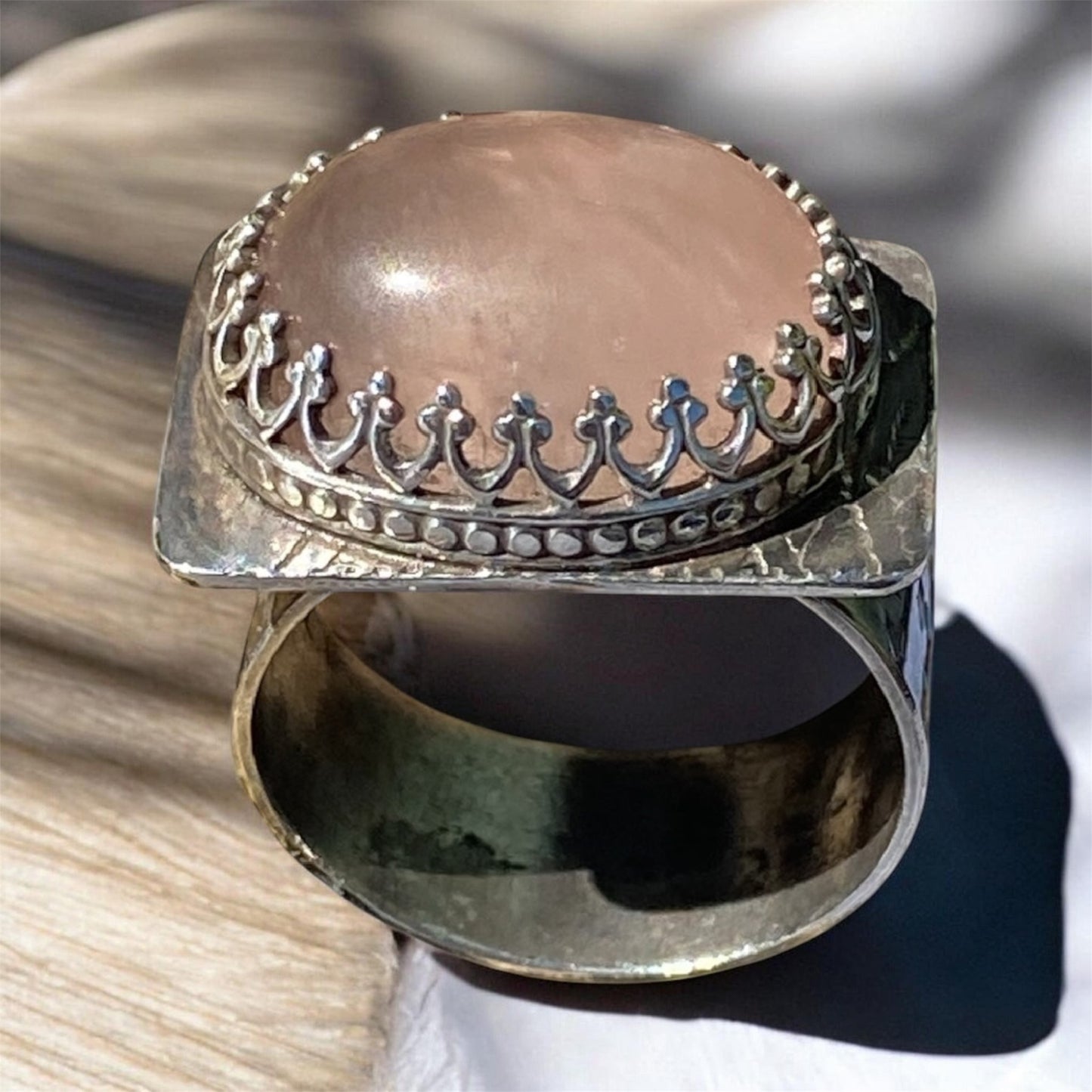 Handcrafted Sterling Silver Rose Quartz Statement Ring