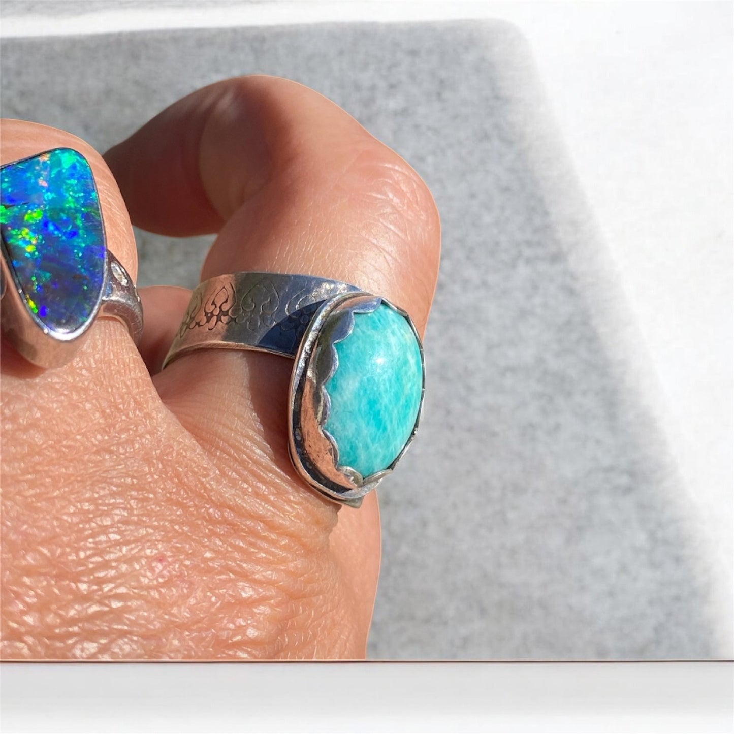 Handcrafted Sterling Silver Amazonite Statement Ring