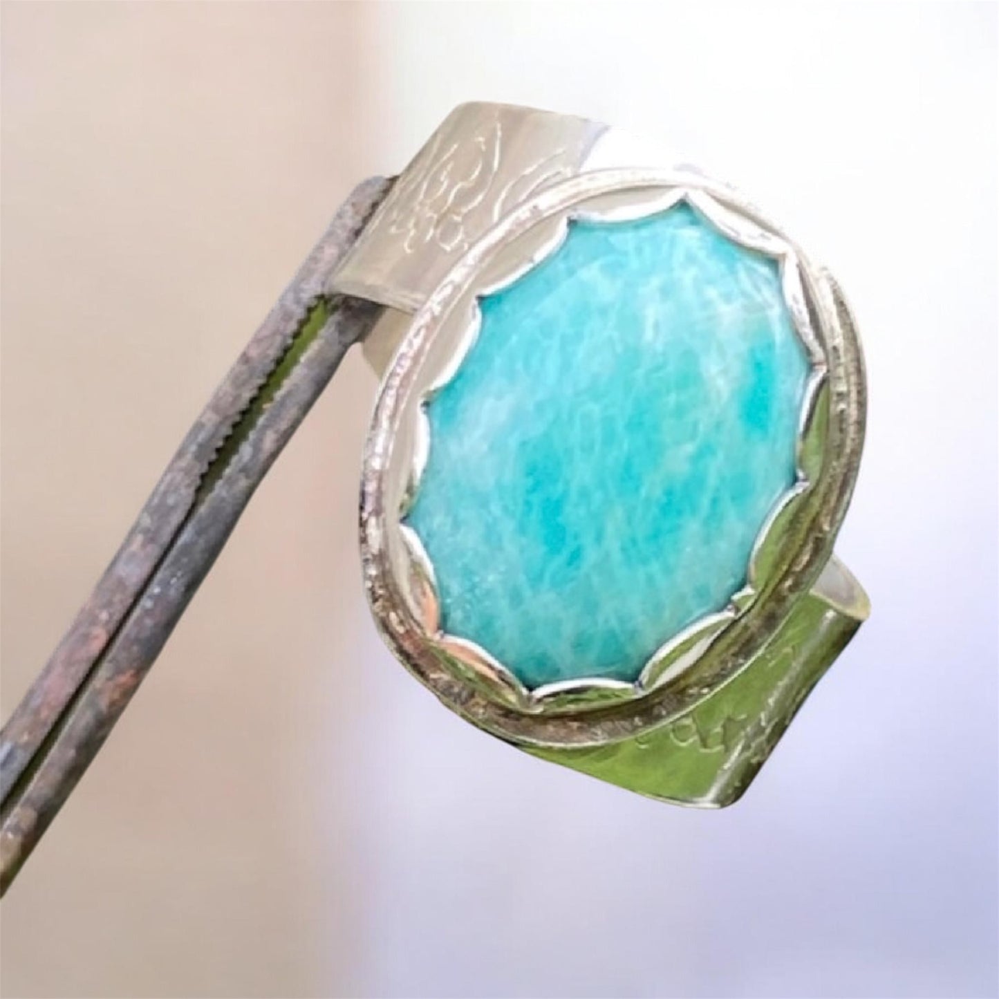Handcrafted Sterling Silver Amazonite Statement Ring