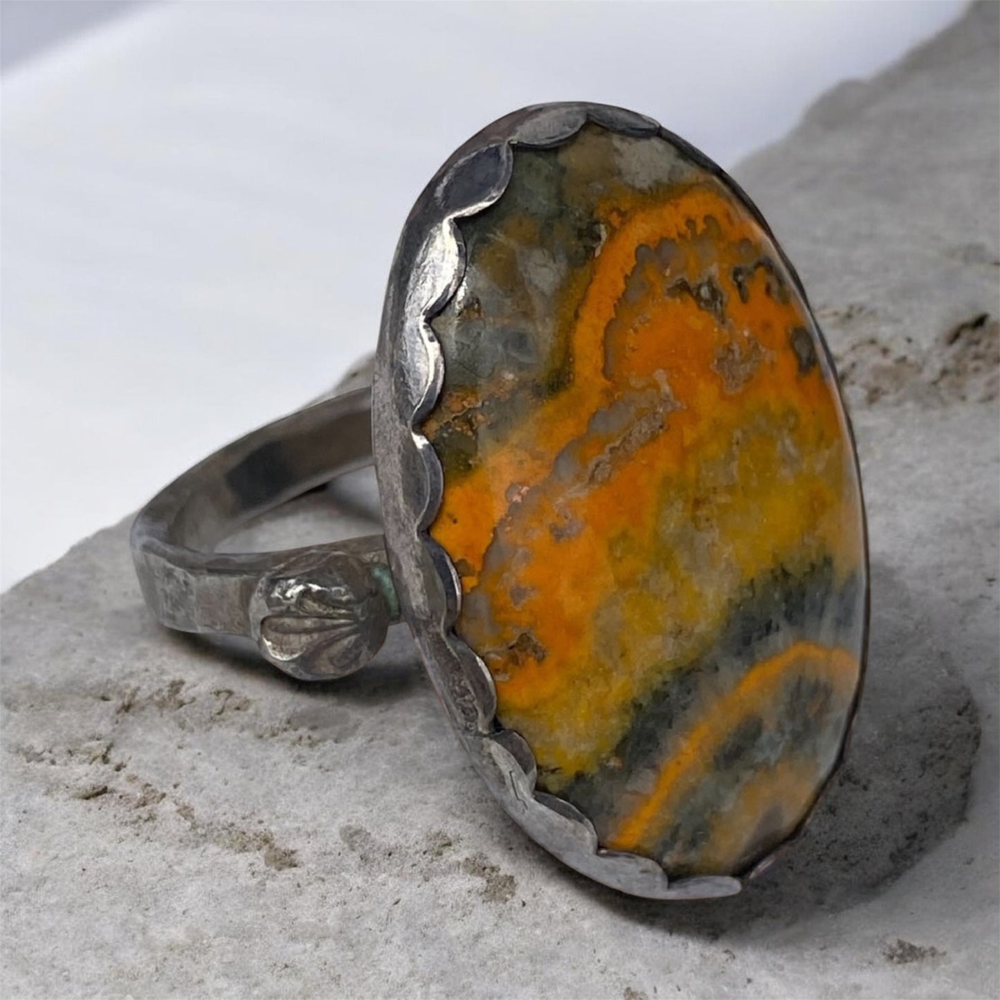 Handcrafted Sterling Silver Bumblebee Jasper Statement Ring