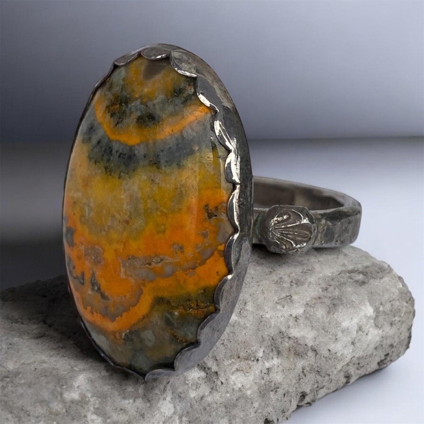 Handcrafted Sterling Silver Bumblebee Jasper Statement Ring