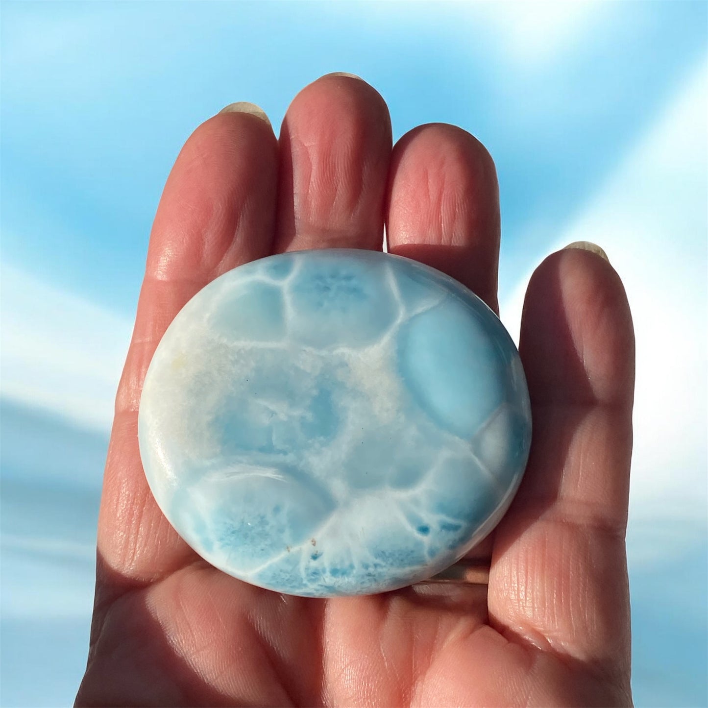 Natural Dominican Larimar Palm Stone 50g Ocean Pattern Collector Specimen