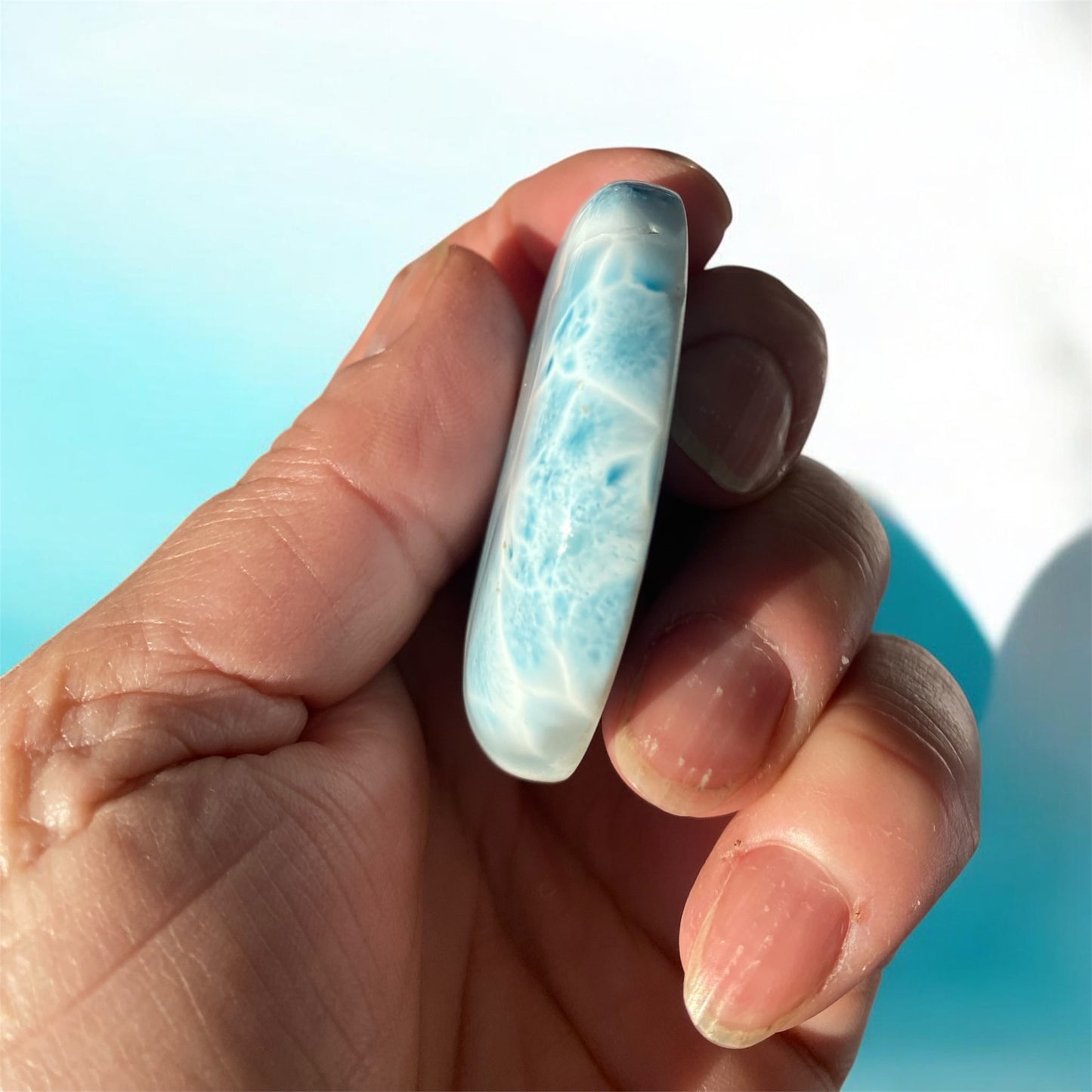 Natural Dominican Larimar Palm Stone 50g Ocean Pattern Collector Specimen