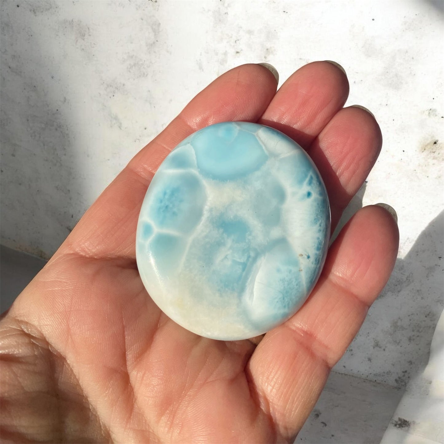 Natural Dominican Larimar Palm Stone 50g Ocean Pattern Collector Specimen