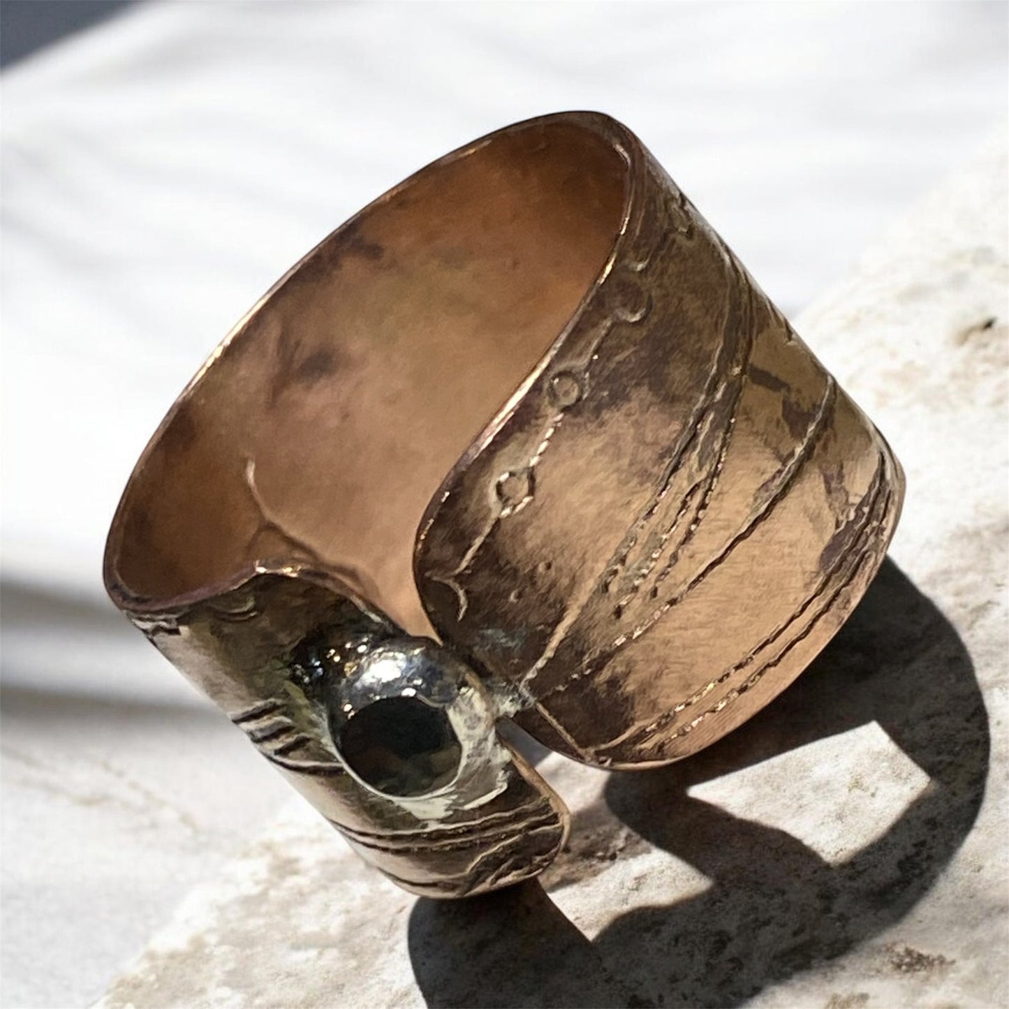 Handcrafted Copper Ring with Sterling Silver Accent