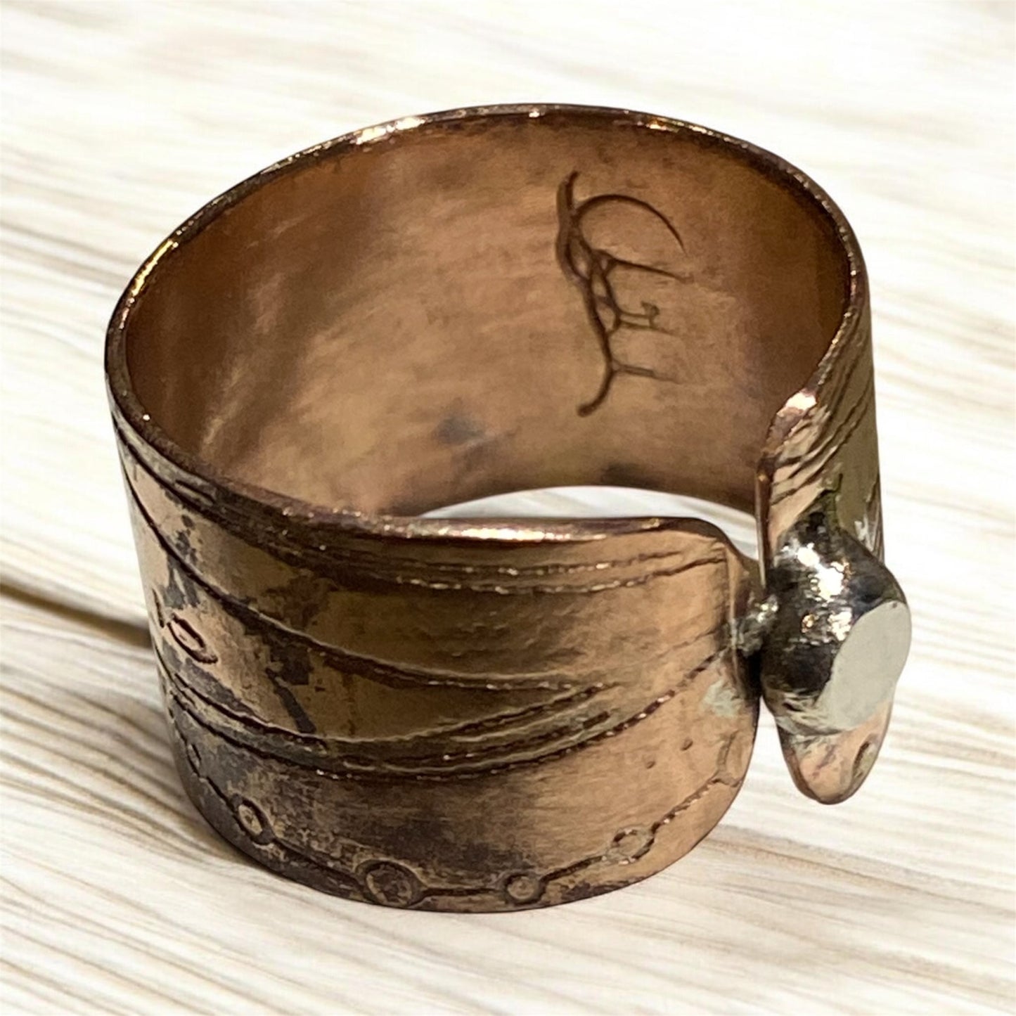 Handcrafted Copper Ring with Sterling Silver Accent