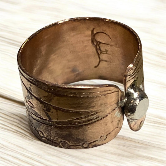 Handcrafted Copper Ring with Sterling Silver Accent