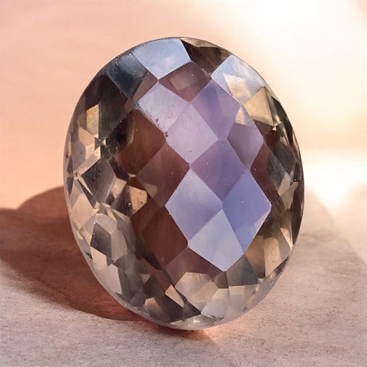 Natural Smoky Quartz Gemstone 61.15ct Oval Checkerboard Cut SOLD