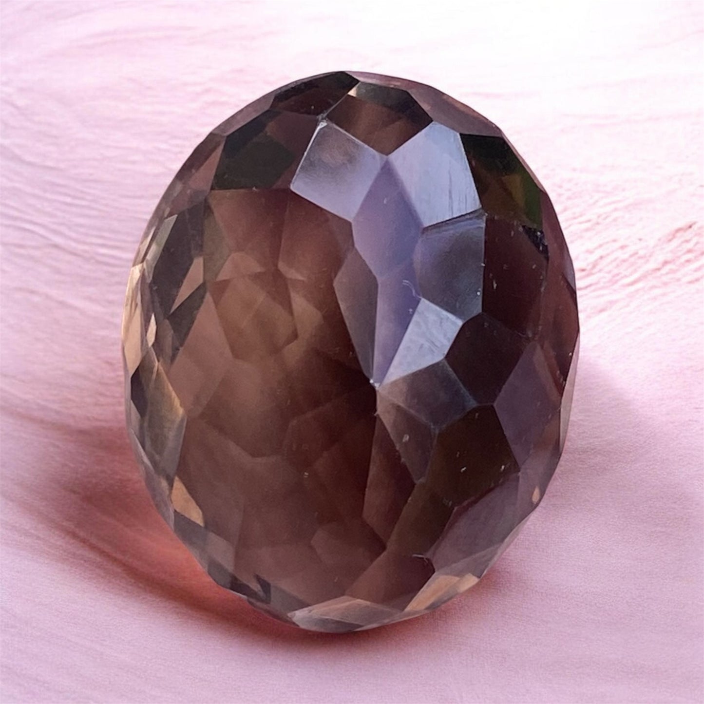 Natural Smoky Quartz Gemstone 61.15ct Oval Checkerboard Cut SOLD