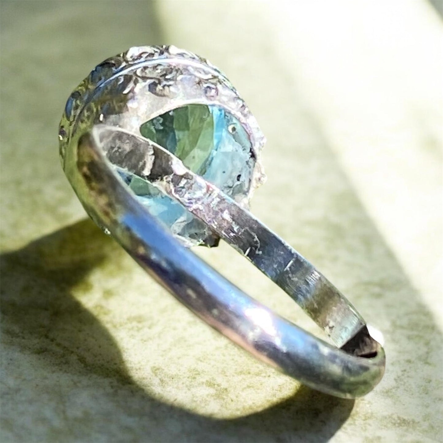 Handcrafted 3ct Brazilian Blue Topaz Sterling Silver Ring Size 7