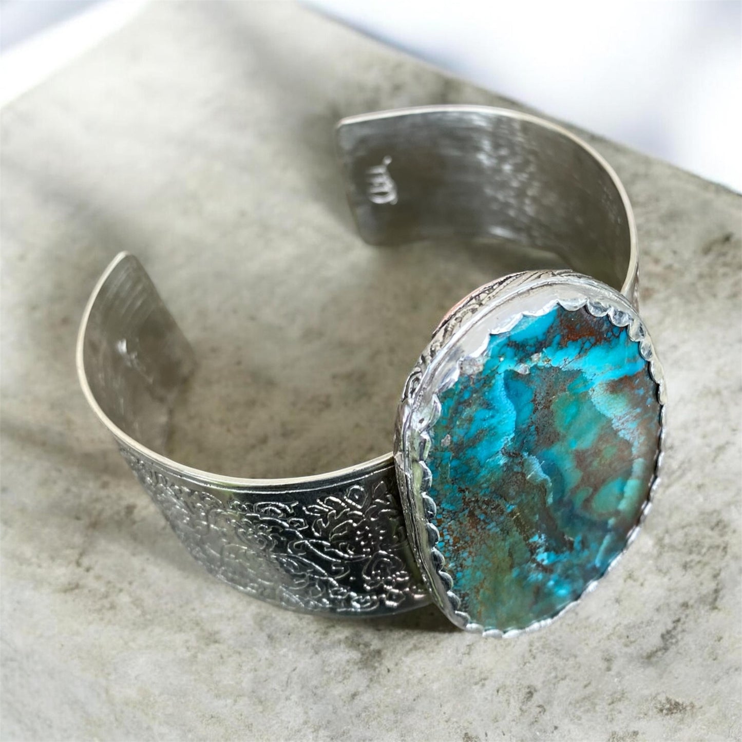 60.50ct Turquoise & Sterling Silver Statement Cuff