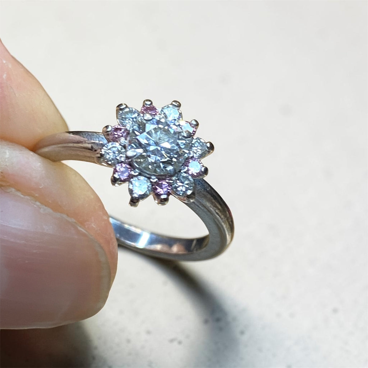 Linneys 18ct White Gold Argyle Pink Diamond Three Ring Suite