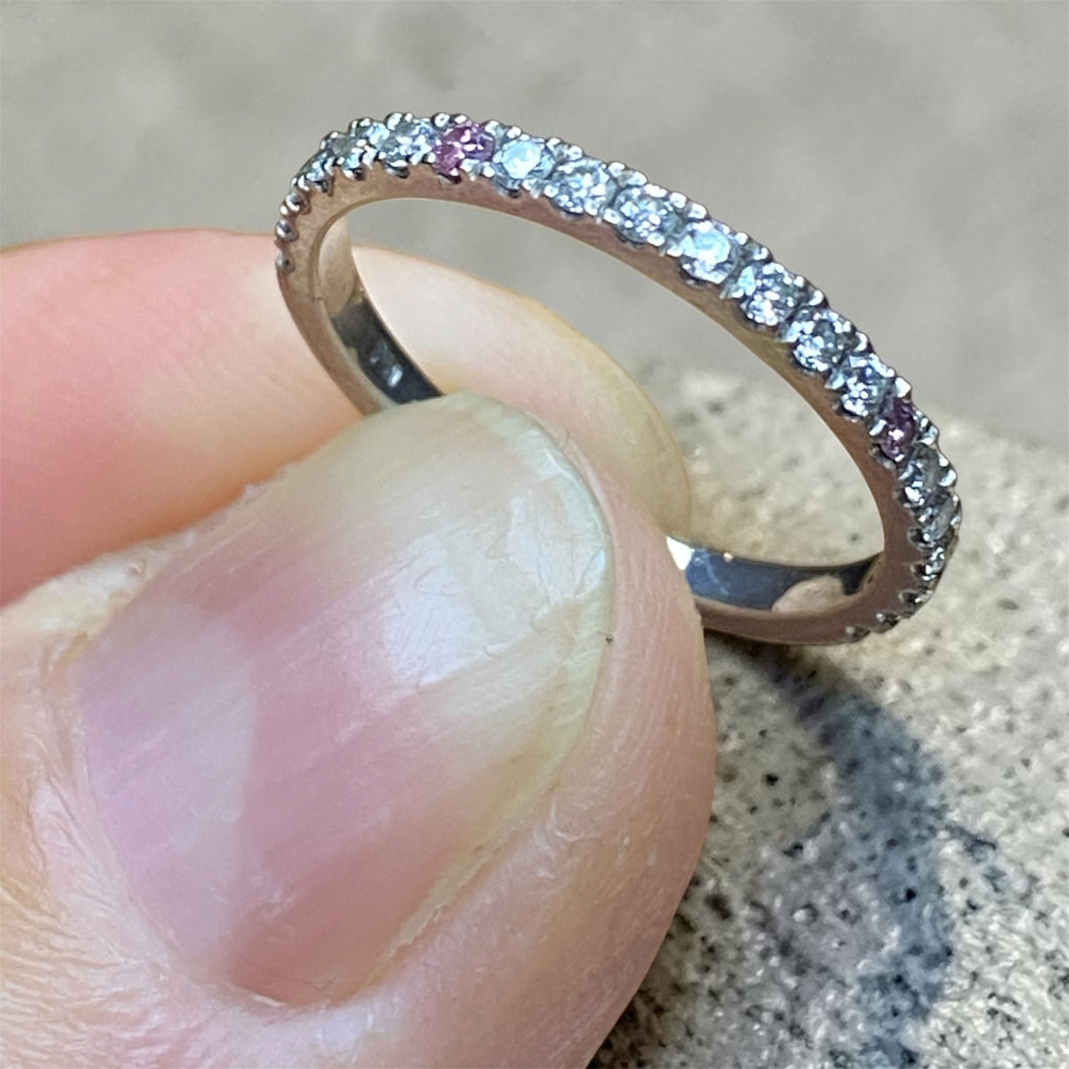 Linneys 18ct White Gold Argyle Pink Diamond Three Ring Suite
