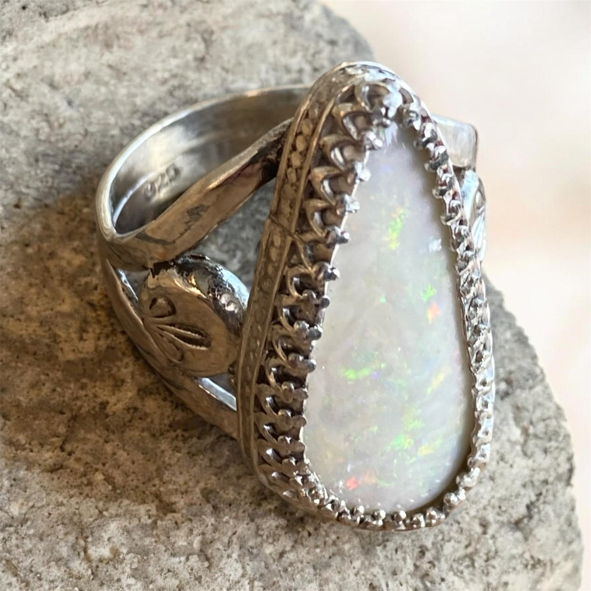 Custom Handcrafted Sterling Silver Opal Ring | Customer Supplied Opal