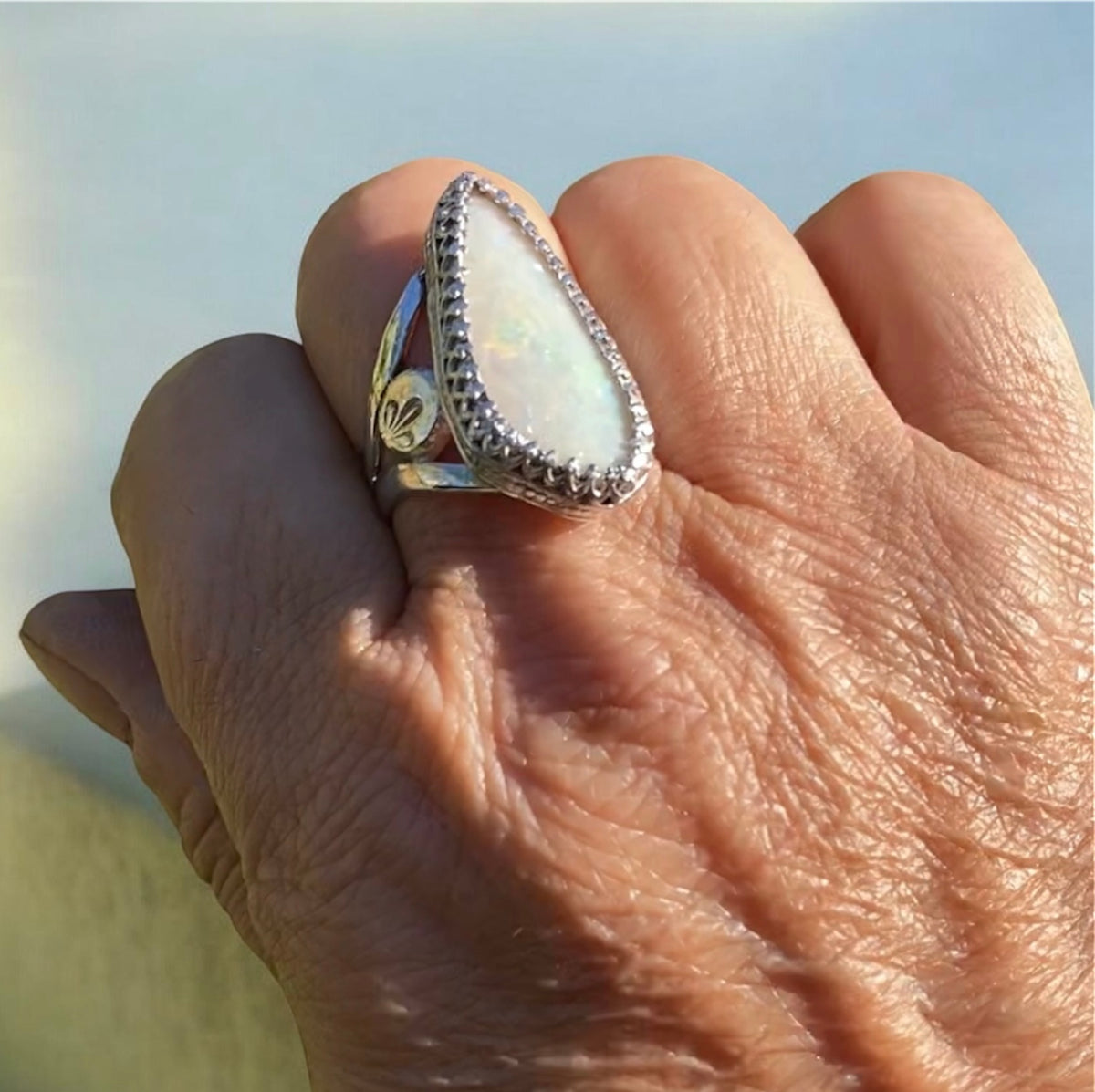 Custom Handcrafted Sterling Silver Opal Ring | Customer Supplied Opal