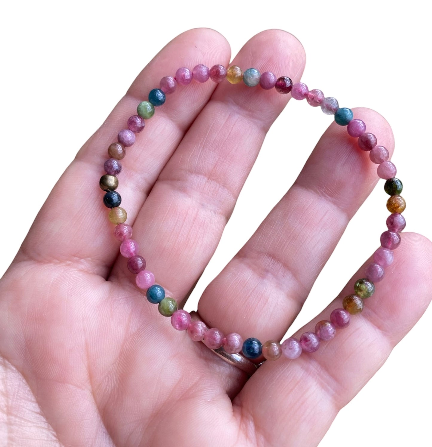 Handmade Rainbow Tourmaline Stretch Bracelet 18 cm