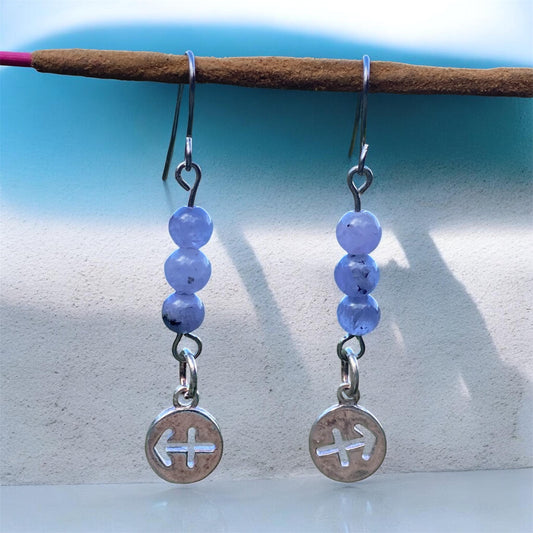 Tanzanite and Sterling Silver Sagittarius Earrings