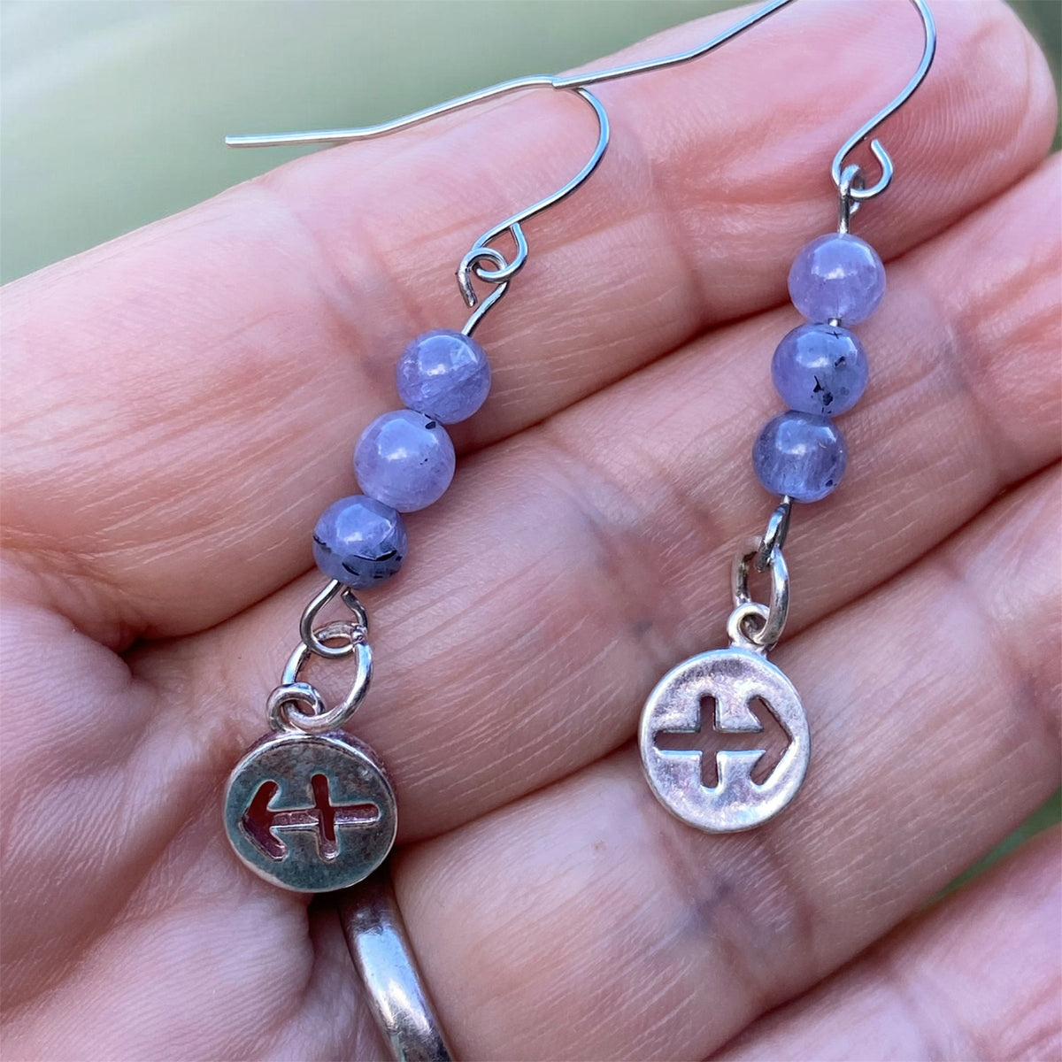 Tanzanite and Sterling Silver Sagittarius Earrings