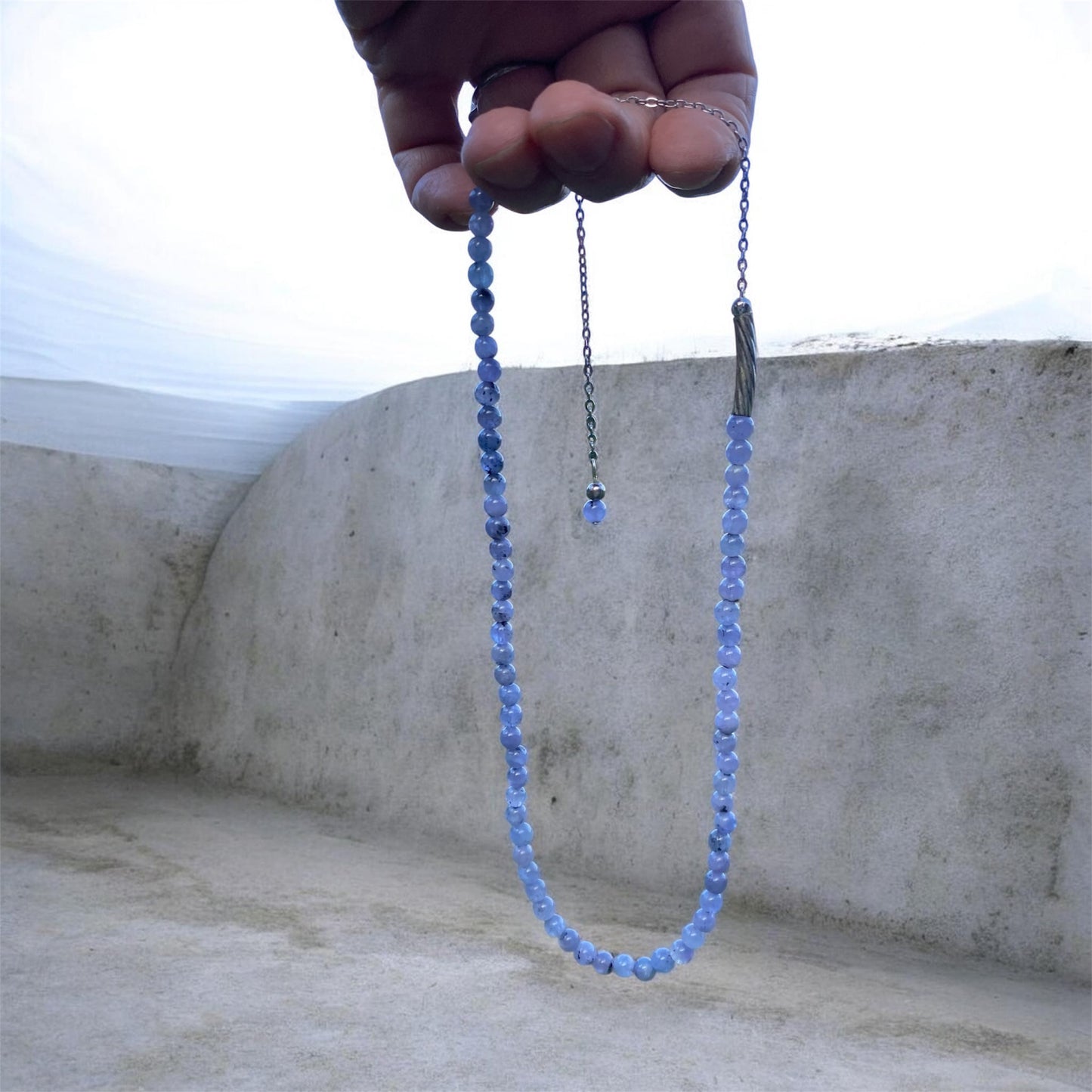 Natural Tanzanite Bead Choker with Beaded Extension