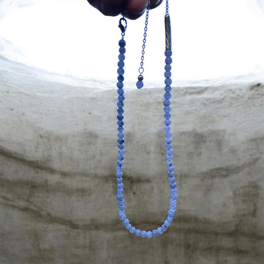 Natural Tanzanite Bead Choker with Beaded Extension