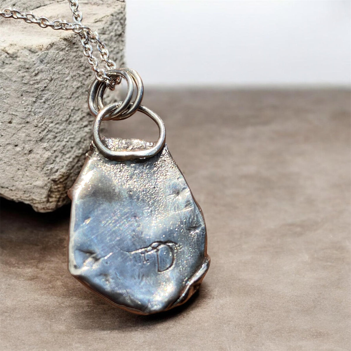 Australian Lightning Ridge Opal Pendant in Sculpted Vintage Silver
