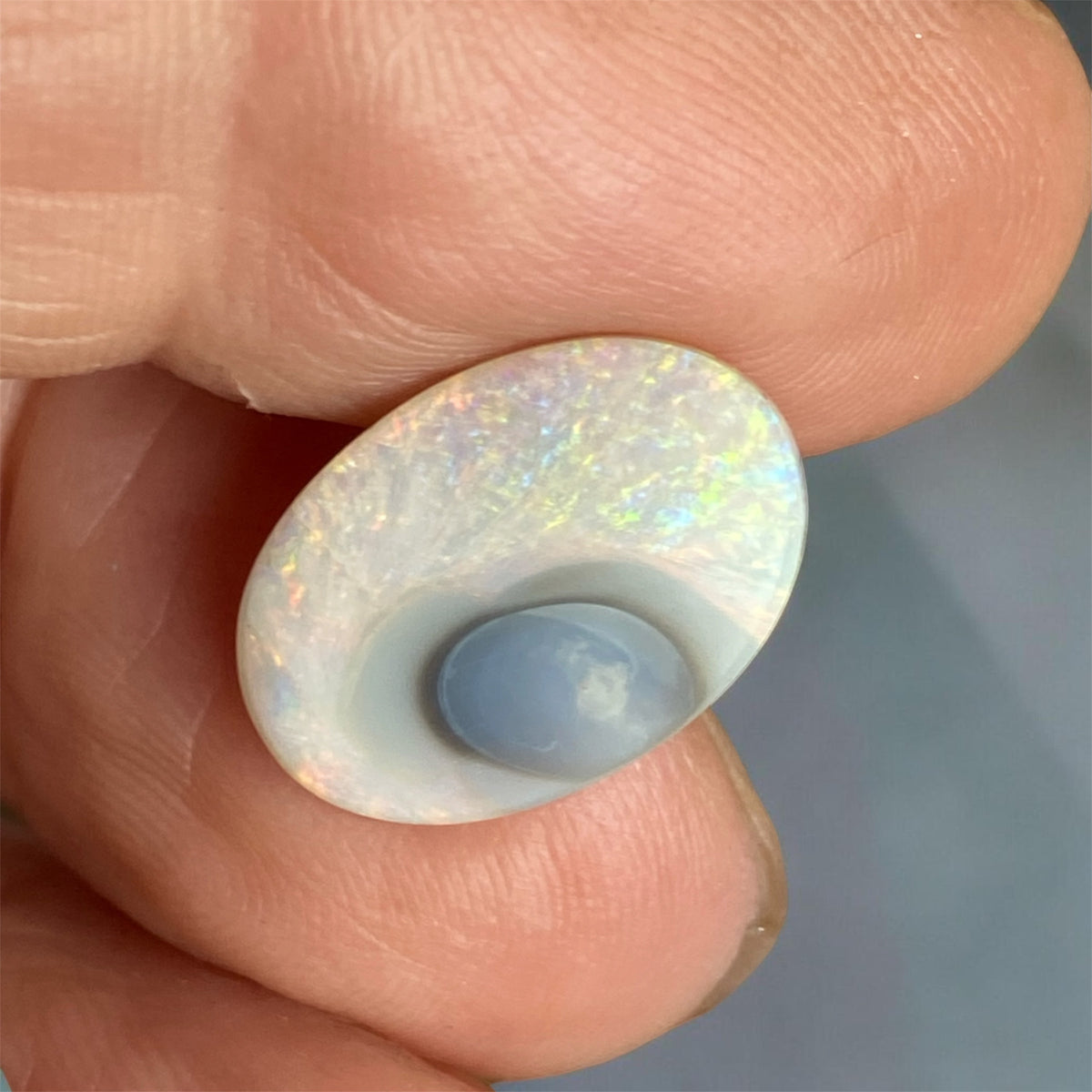 4.80ct Mintabie Opal Sterling Silver Statement Ring Size 6.75