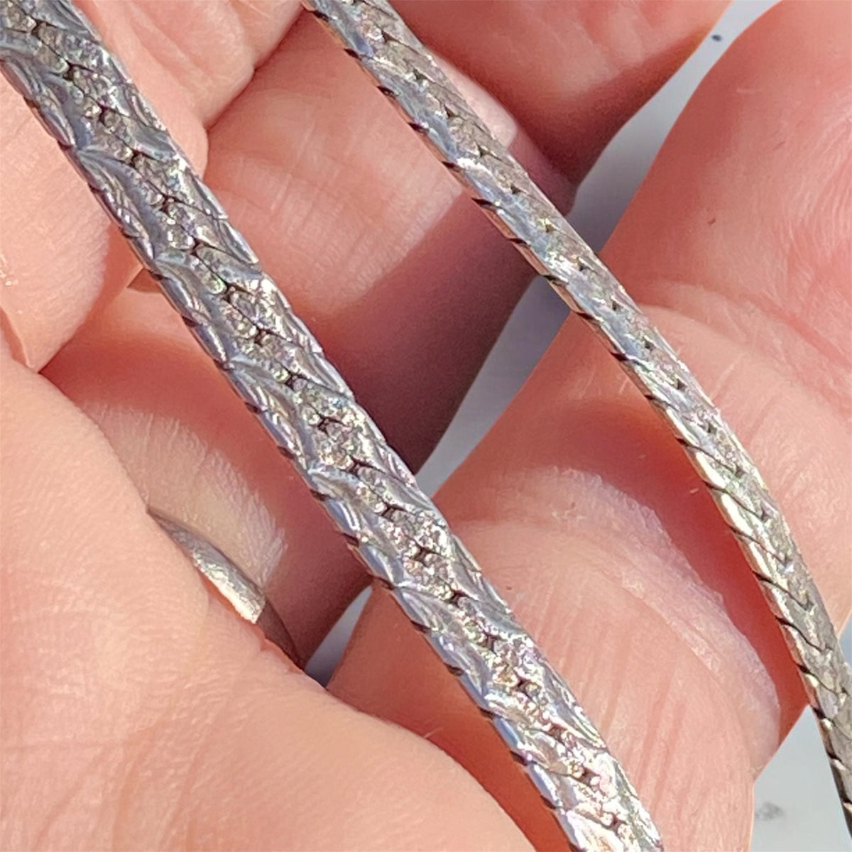 Vintage Italian Sterling Silver Reversible Herringbone Chain
