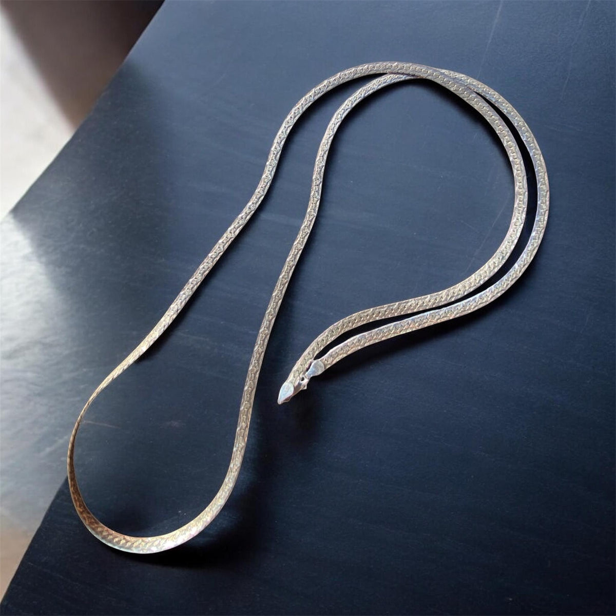 Vintage Italian Sterling Silver Reversible Herringbone Chain