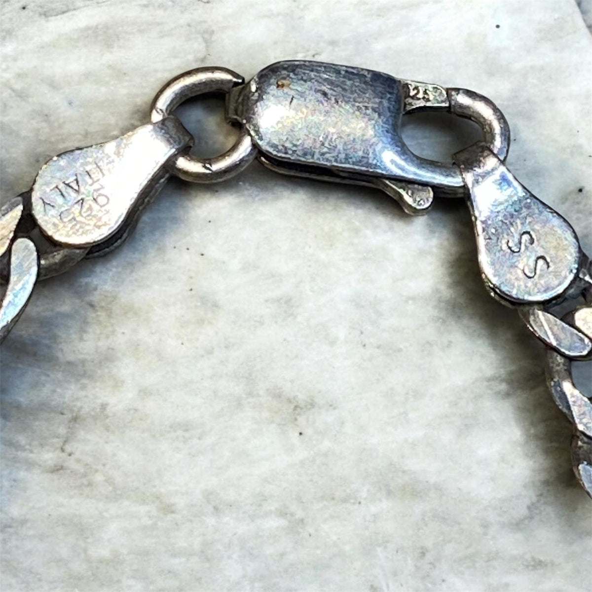 Vintage Italian Sterling Silver Figaro Chain 76cm