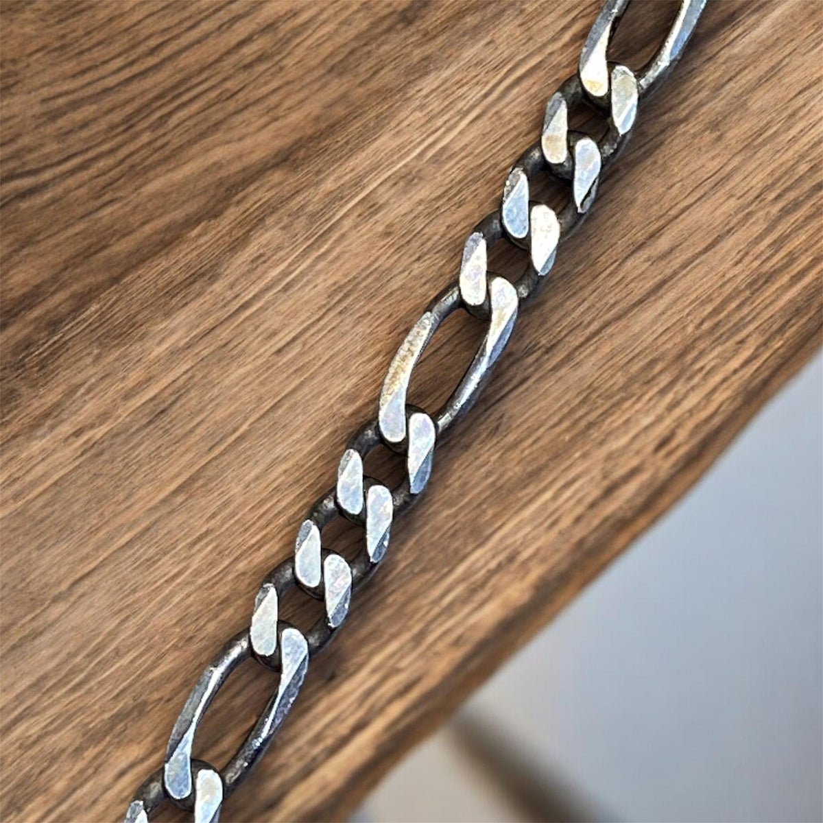 Vintage Italian Sterling Silver Figaro Chain 76cm
