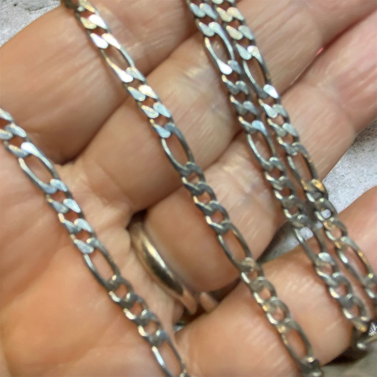 Vintage Italian Sterling Silver Figaro Chain 76cm