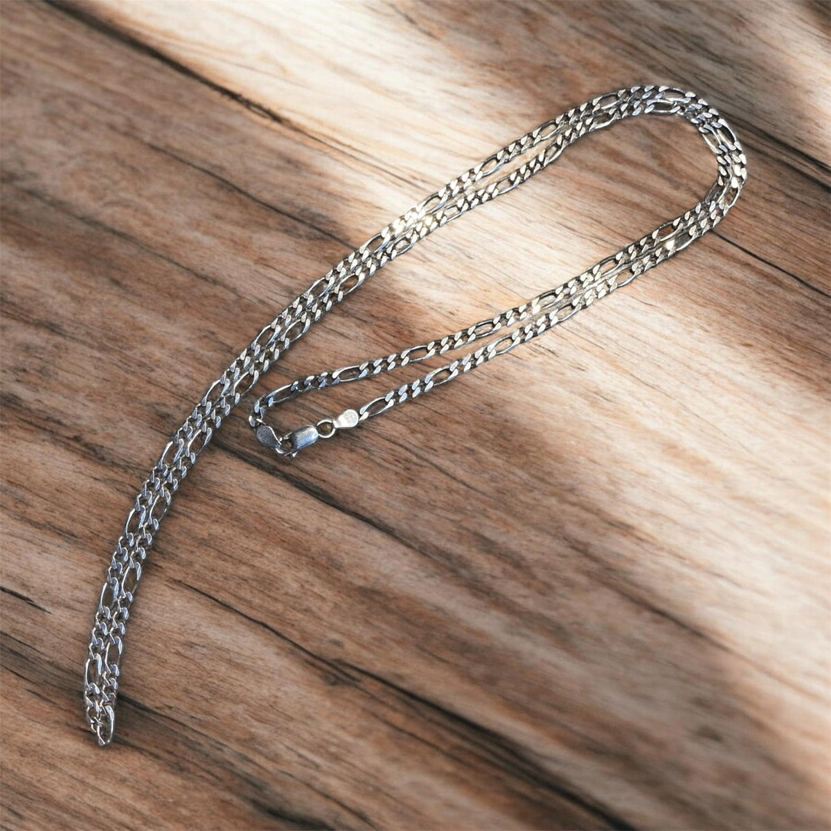 Vintage Italian Sterling Silver Figaro Chain 76cm