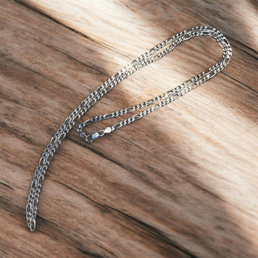 Vintage Italian Sterling Silver Figaro Chain 76cm