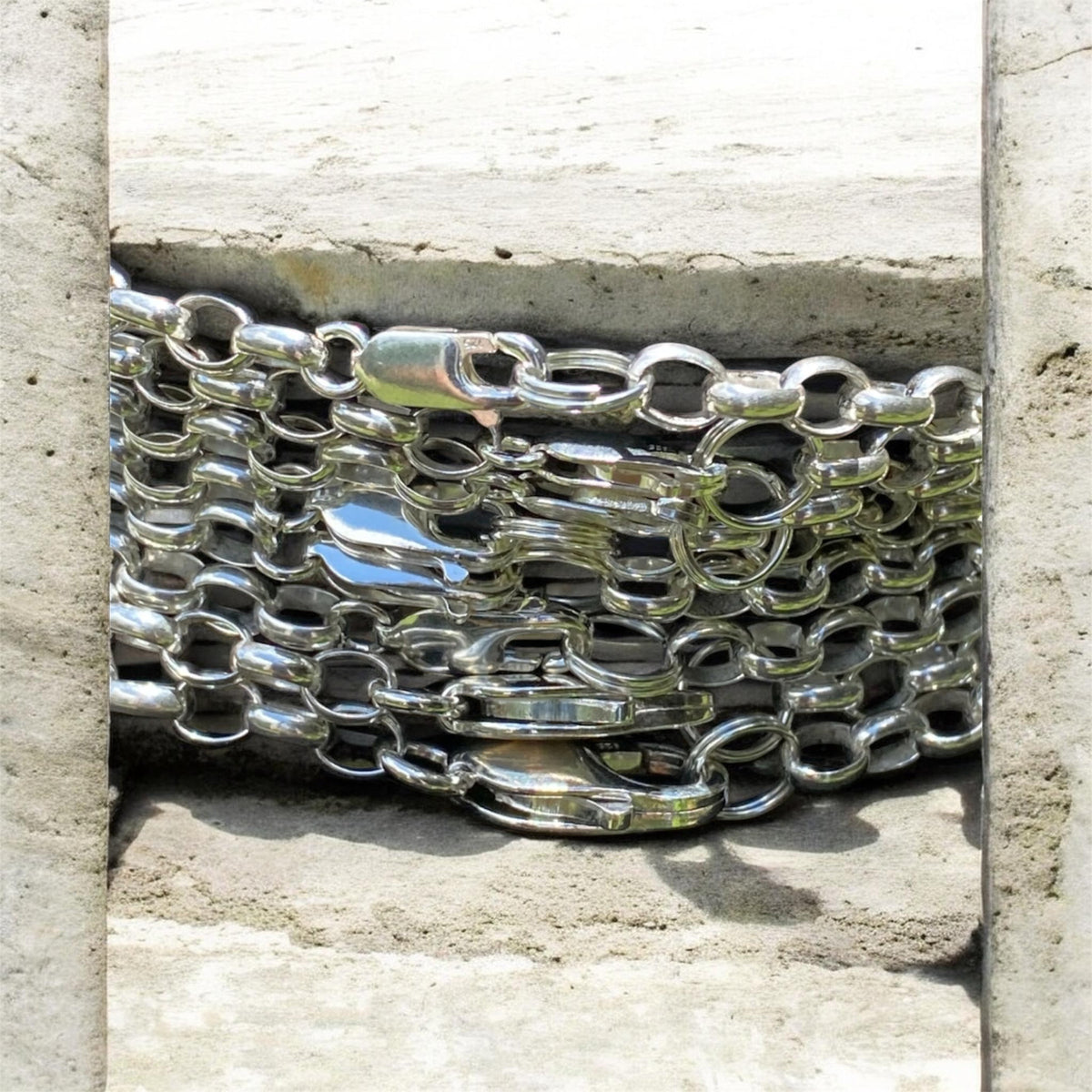 Heavy Solid Sterling Silver Belcher Chain Necklace