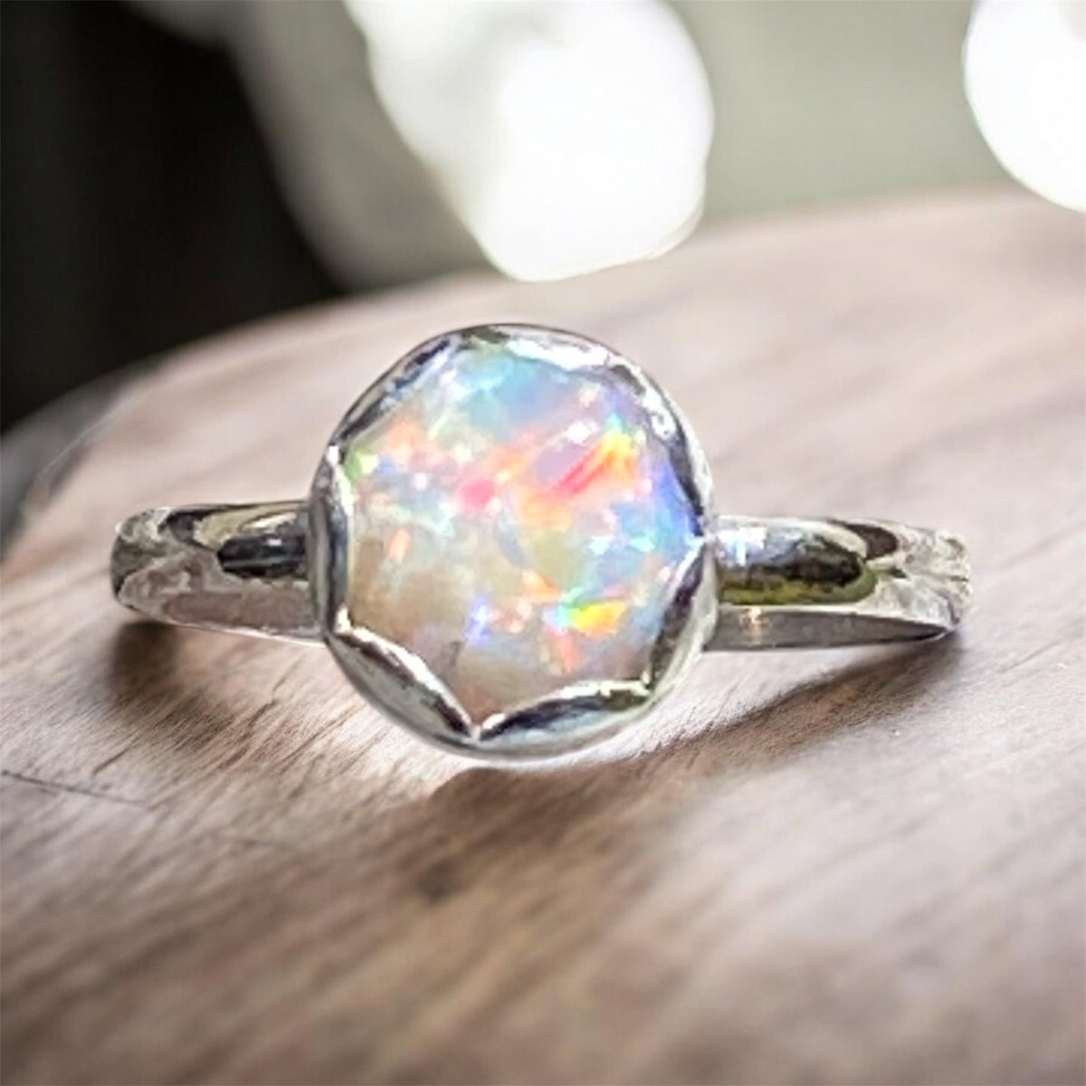 Handcrafted Mintabie Crystal Opal Sterling Silver Ring