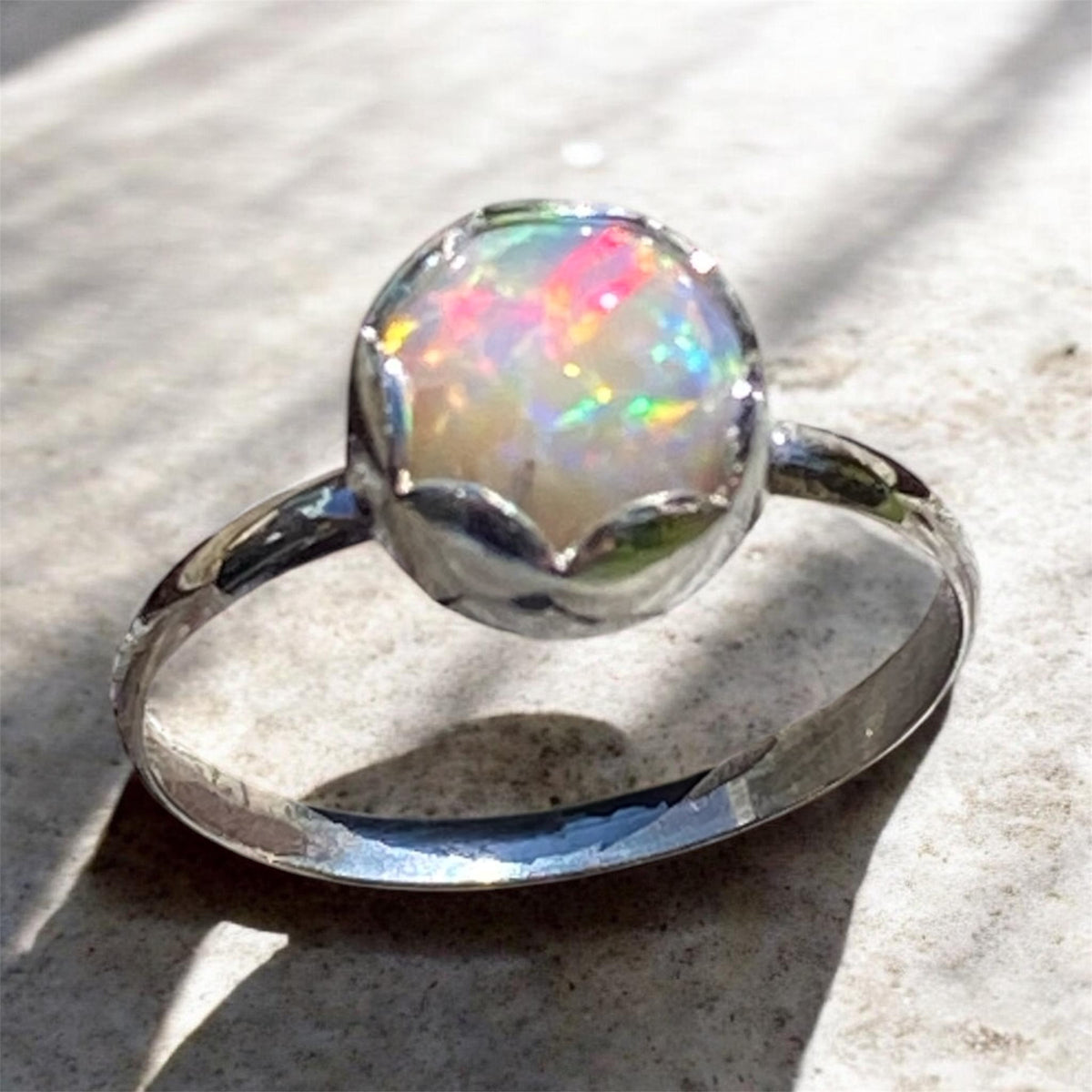 Handcrafted Mintabie Crystal Opal Sterling Silver Ring