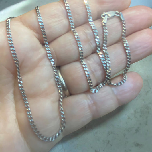 Vintage Italian Sterling Silver Diamond Cut Curb Chain 50cm