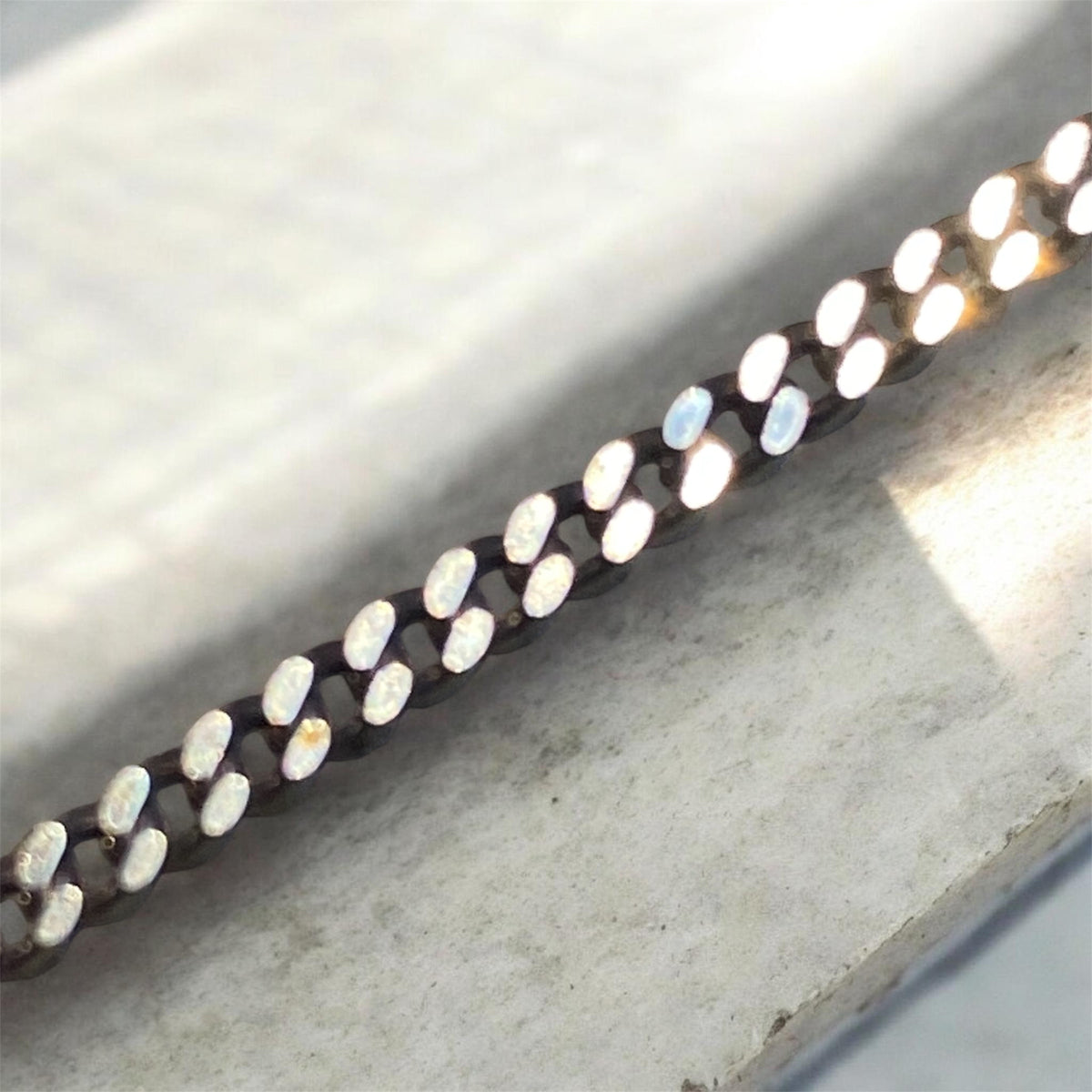 Vintage Italian Sterling Silver Diamond Cut Curb Chain 50cm