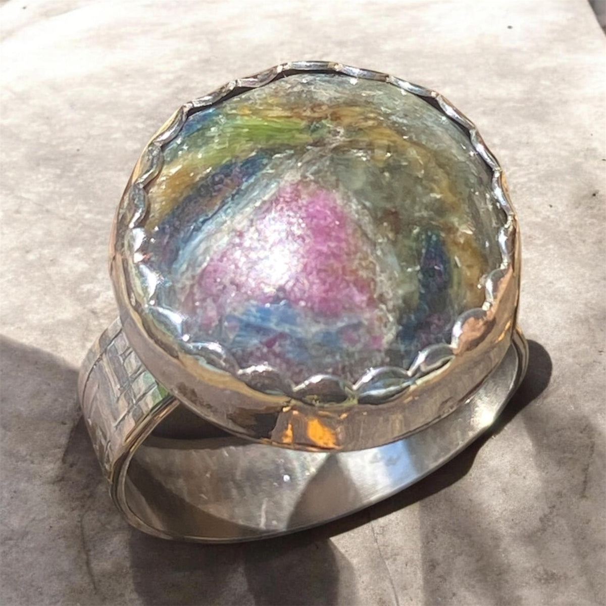Handmade Ruby in Kyanite Sterling Silver Ring