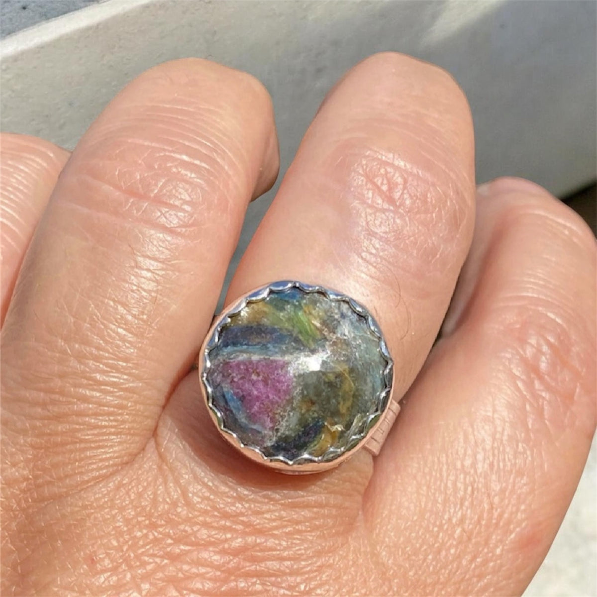Handmade Ruby in Kyanite Sterling Silver Ring