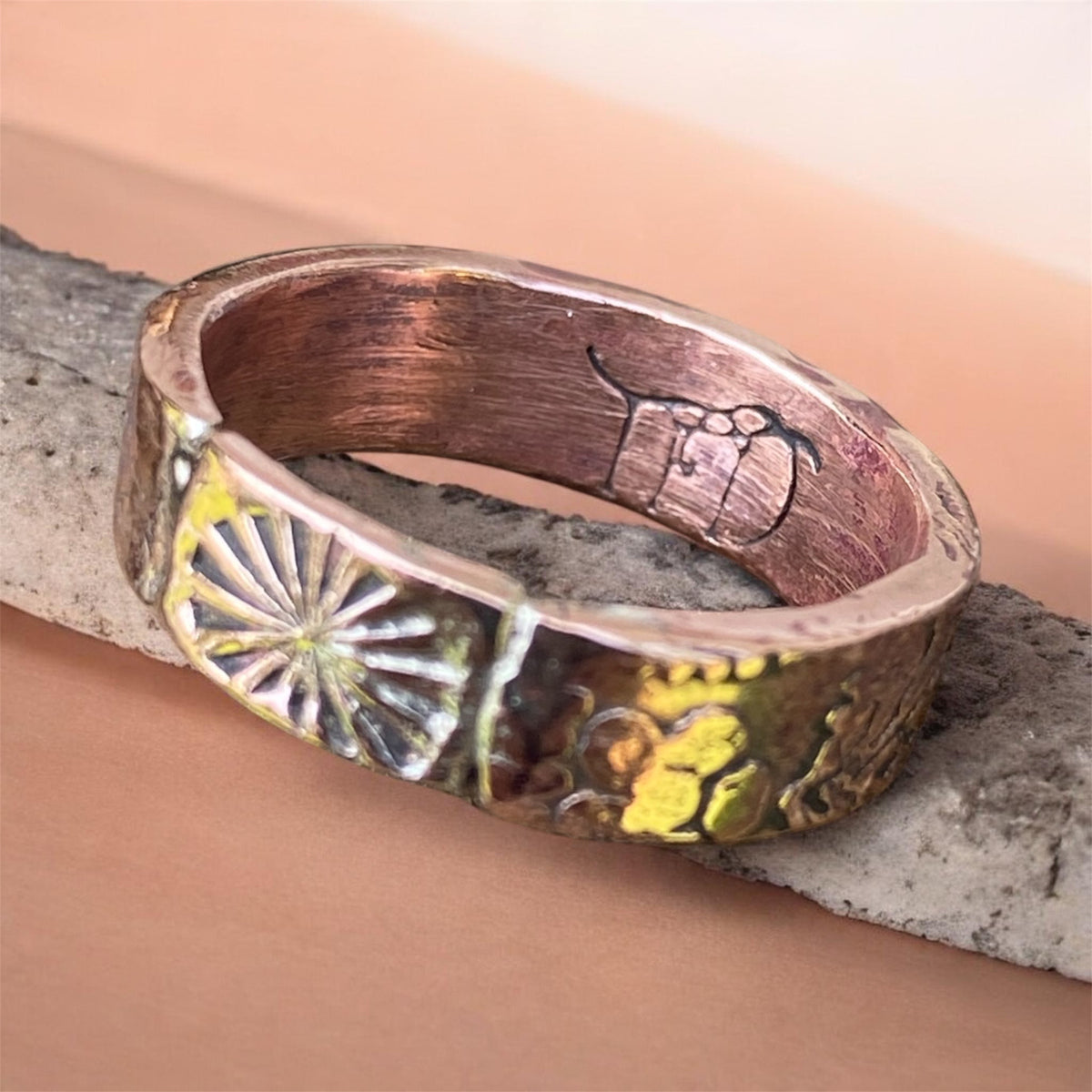 Handmade Textured Copper Sunburst Ring